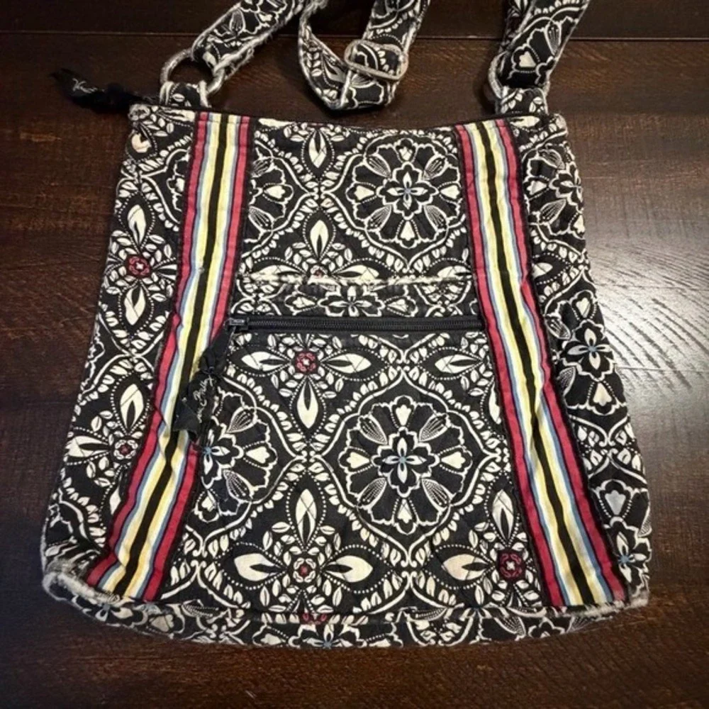 Vera Bradley Night and Day Hipster Crossbody Bag Black White Floral One Size